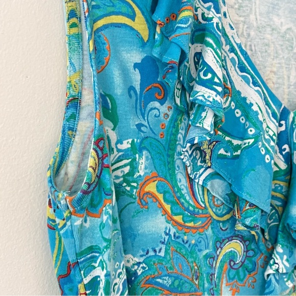 Ralph Lauren Y2K Paisley Ruffle Fit & Flare Sleeveless Dress Cotton Barely Worn - Picture 7 of 16